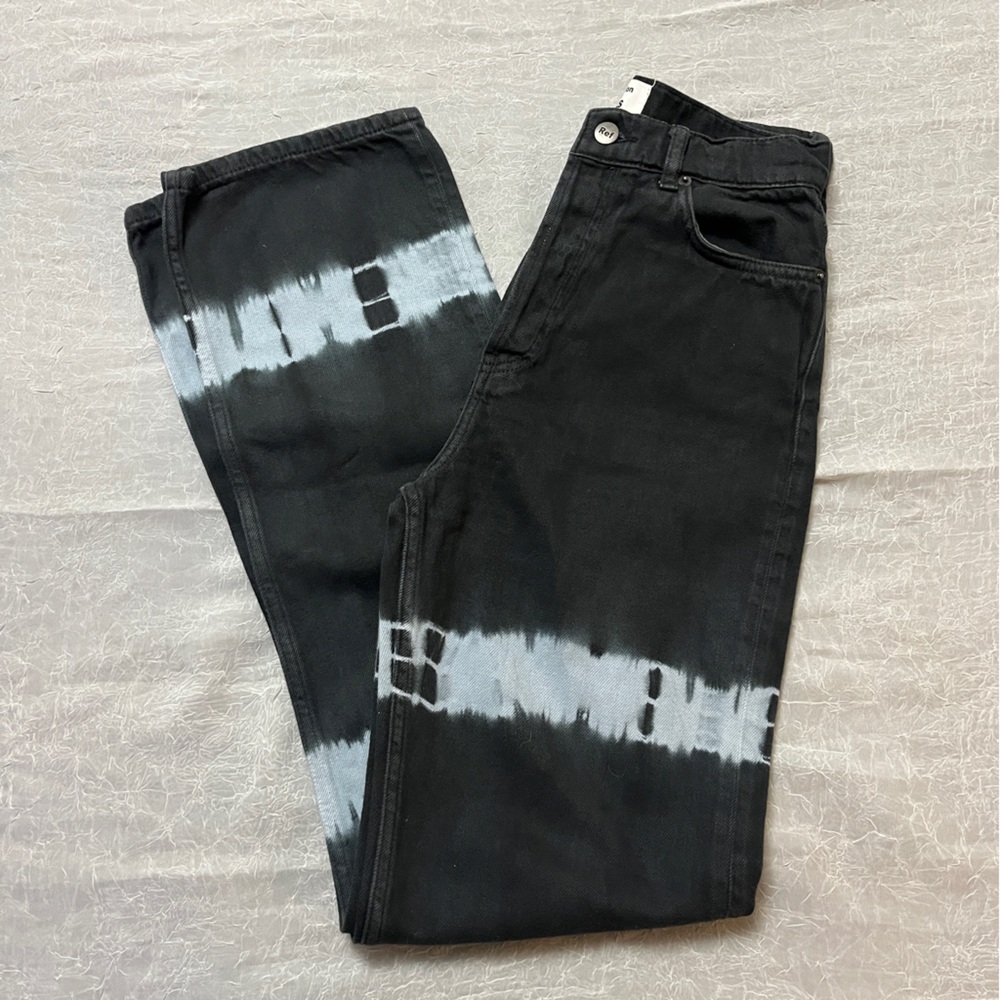 Reformation Jeans Cloud Striped Tie Dye Black and Gray Women's Jeans sz 26